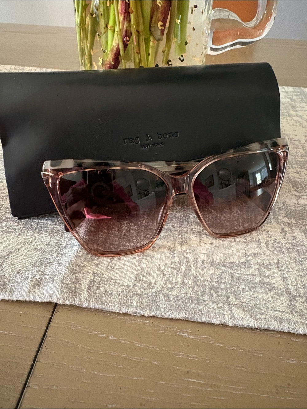 rag & bone Translucent Pink Cat-Eye Sunglasses